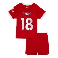 Dres Liverpool Cody Gakpo #18 Domáci pre deti 2023-24 Krátky Rukáv (+ trenírky)
